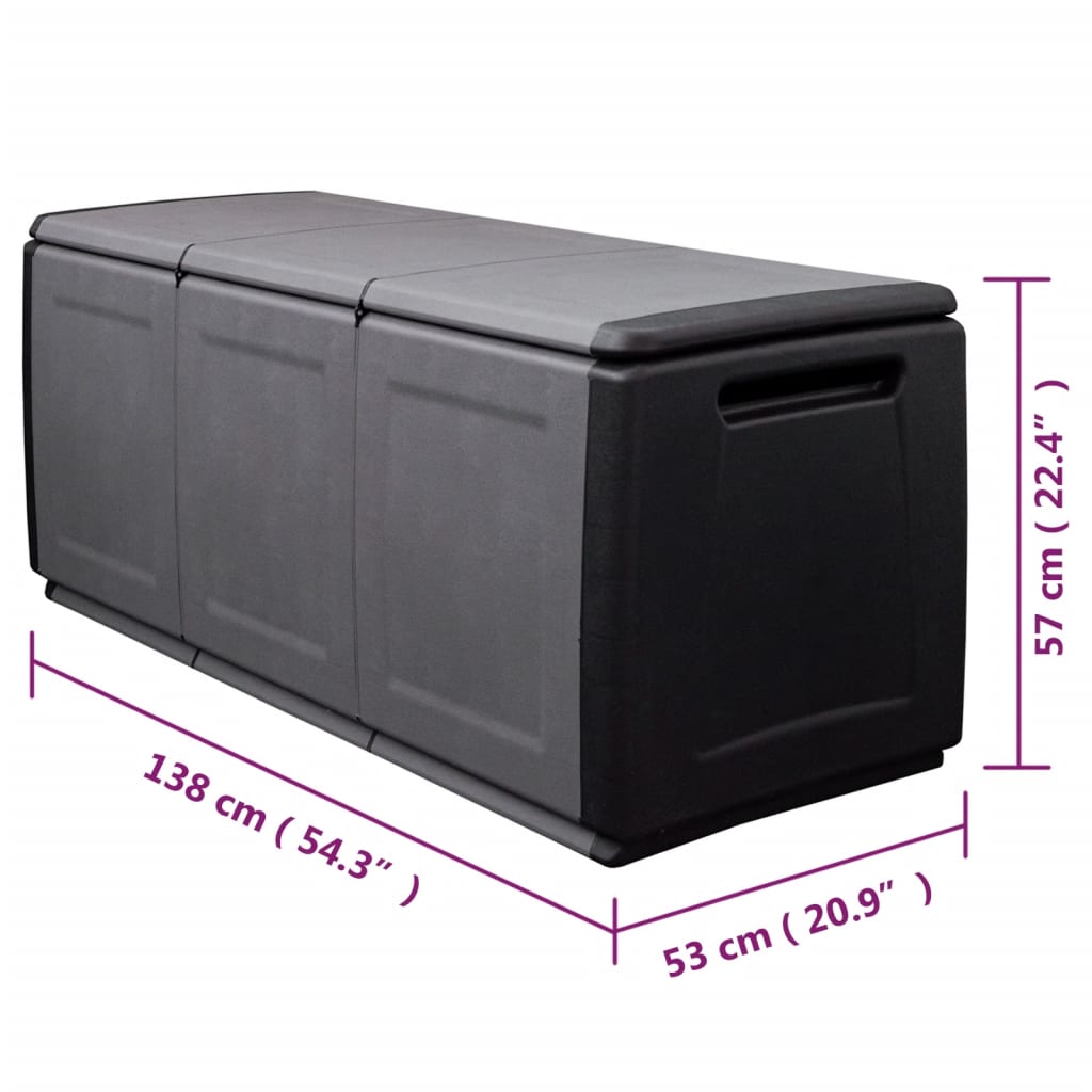 Boîte De Rangement De Jardin 330 L Gris Foncé Noir