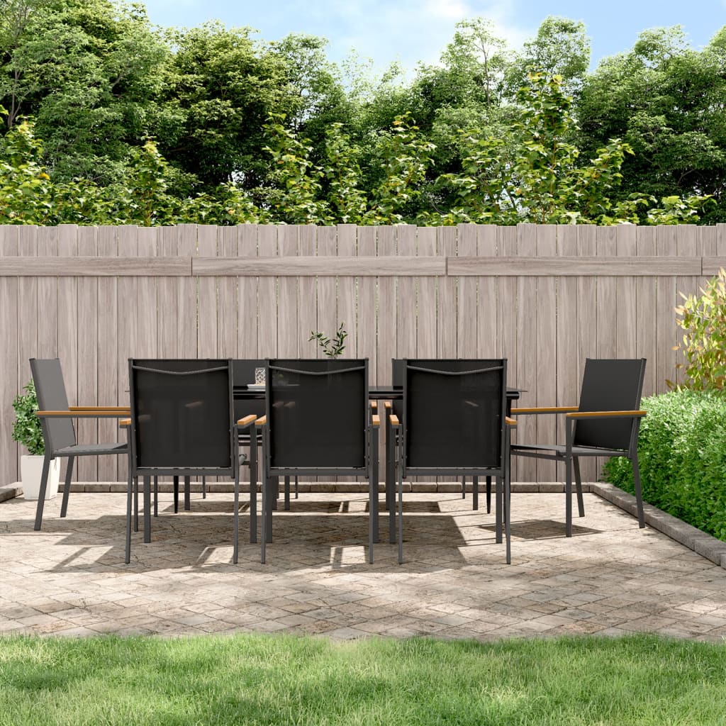Ensemble À Manger De Jardin 5 Pcs Noir Textilène Et Acier
