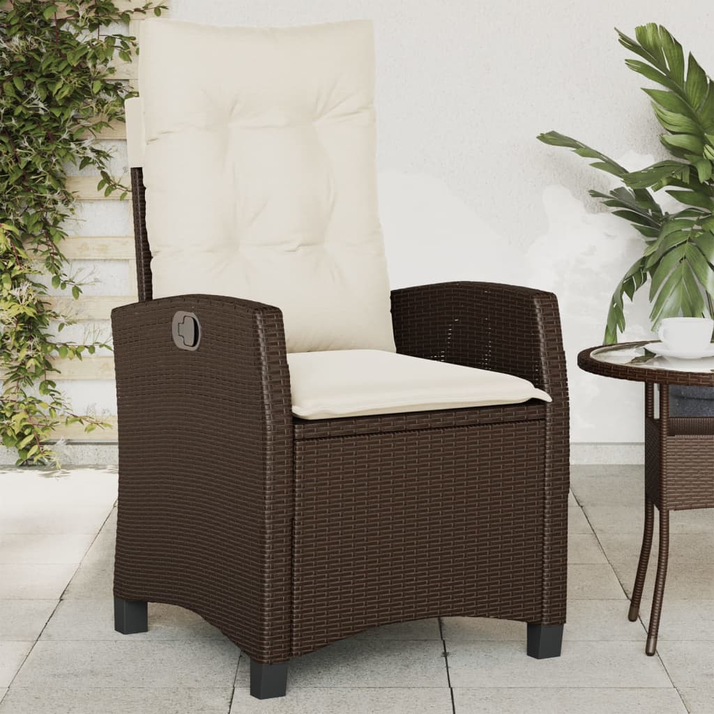 Chaise Inclinable De Jardin Et Repose-Pied Mélange Beige Rotin