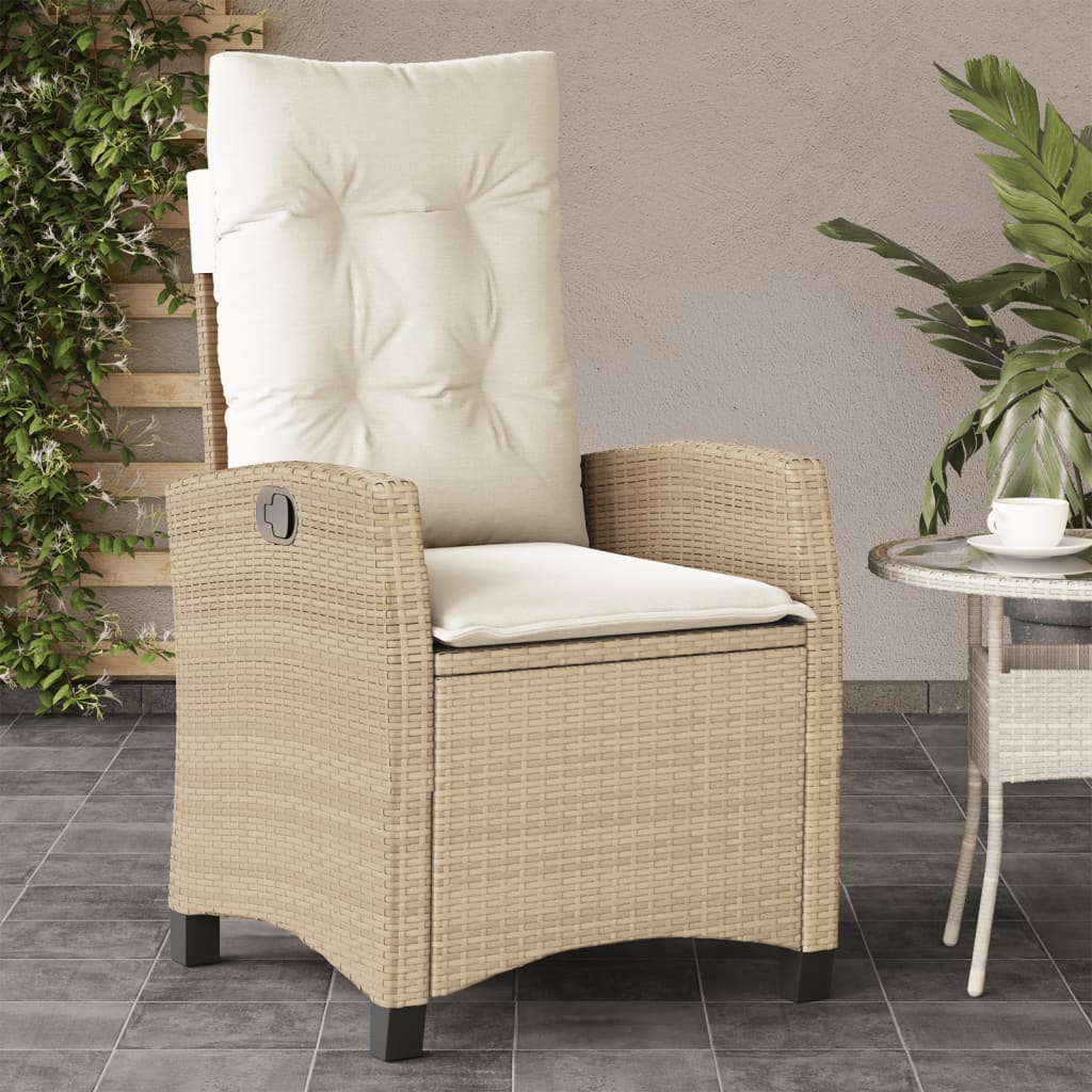 Chaise Inclinable De Jardin Et Repose-Pied Mélange Beige Rotin