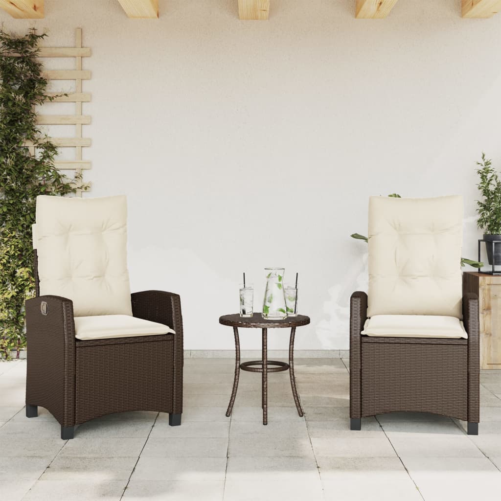 Chaise Inclinable De Jardin Et Repose-Pied Mélange Beige Rotin