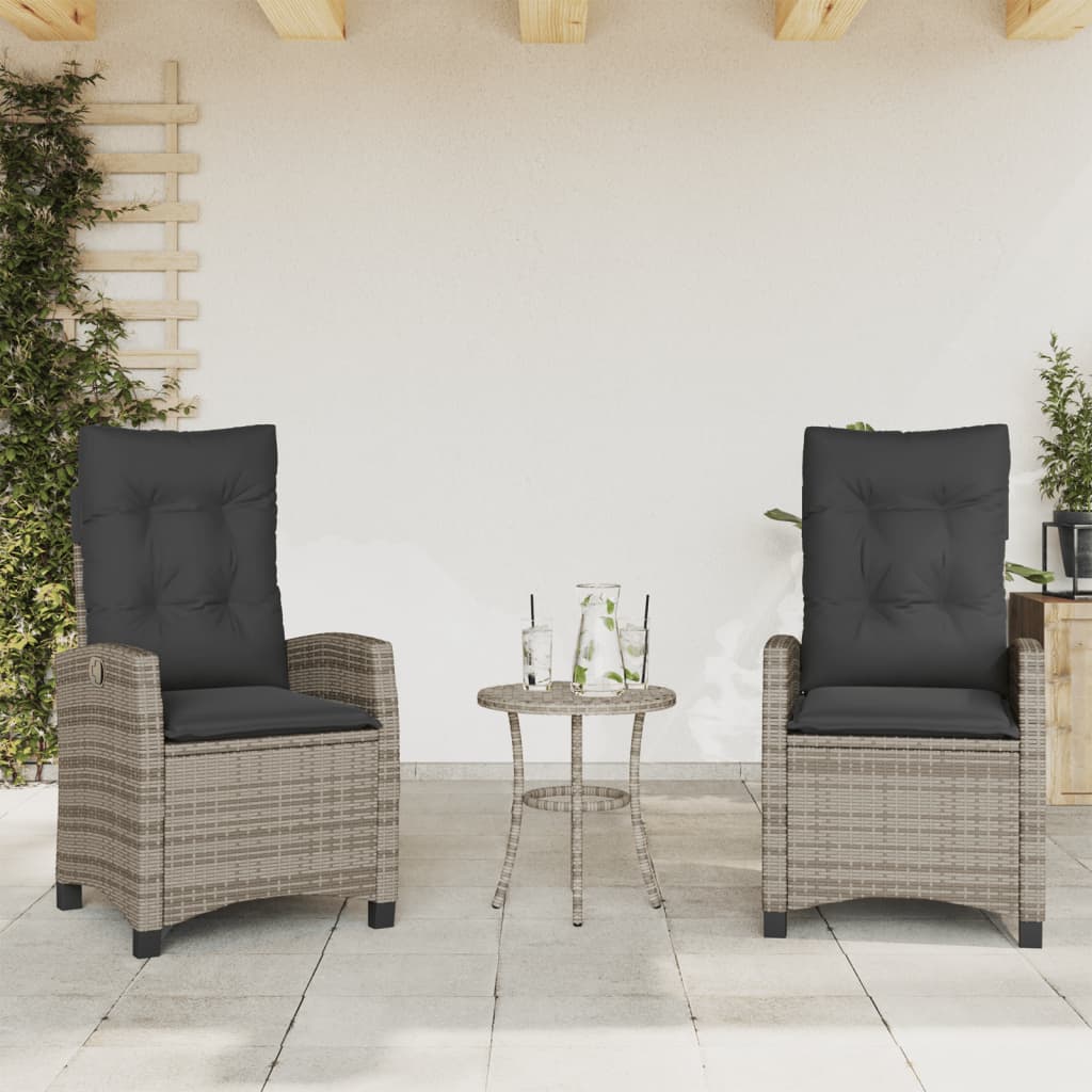 Chaise Inclinable De Jardin Et Repose-Pied Mélange Beige Rotin