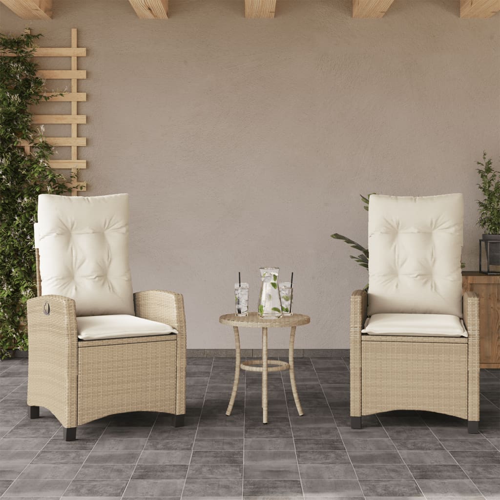 Chaise Inclinable De Jardin Et Repose-Pied Mélange Beige Rotin