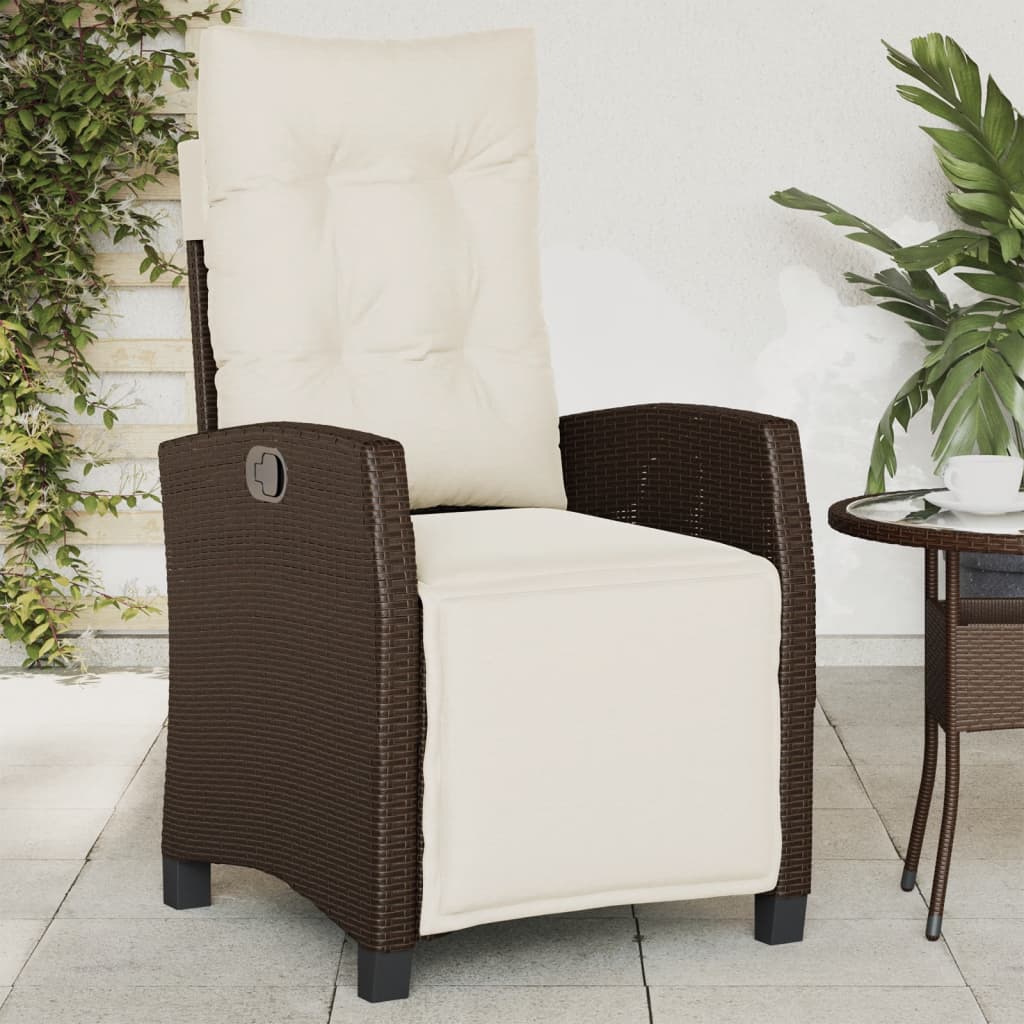 Chaise Inclinable De Jardin Et Repose-Pied Mélange Beige Rotin