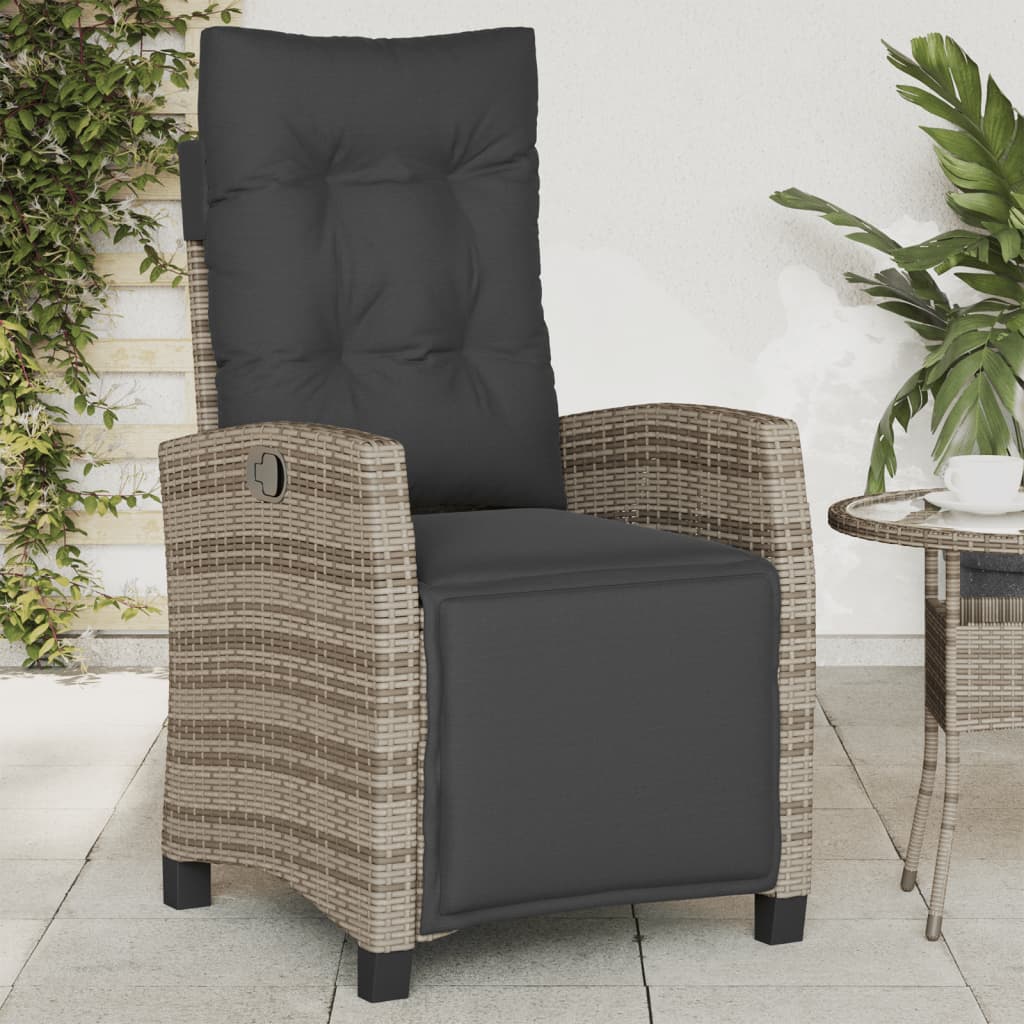 Chaise Inclinable De Jardin Et Repose-Pied Mélange Beige Rotin