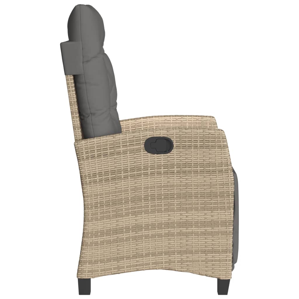 Chaise Inclinable De Jardin Et Repose-Pied Mélange Beige Rotin