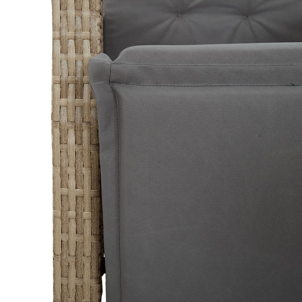 Chaise Inclinable De Jardin Et Repose-Pied Mélange Beige Rotin