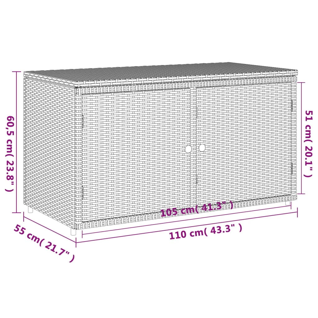 Armoire De Rangement Jardin 110X55X60,5Cm Résine Tressée