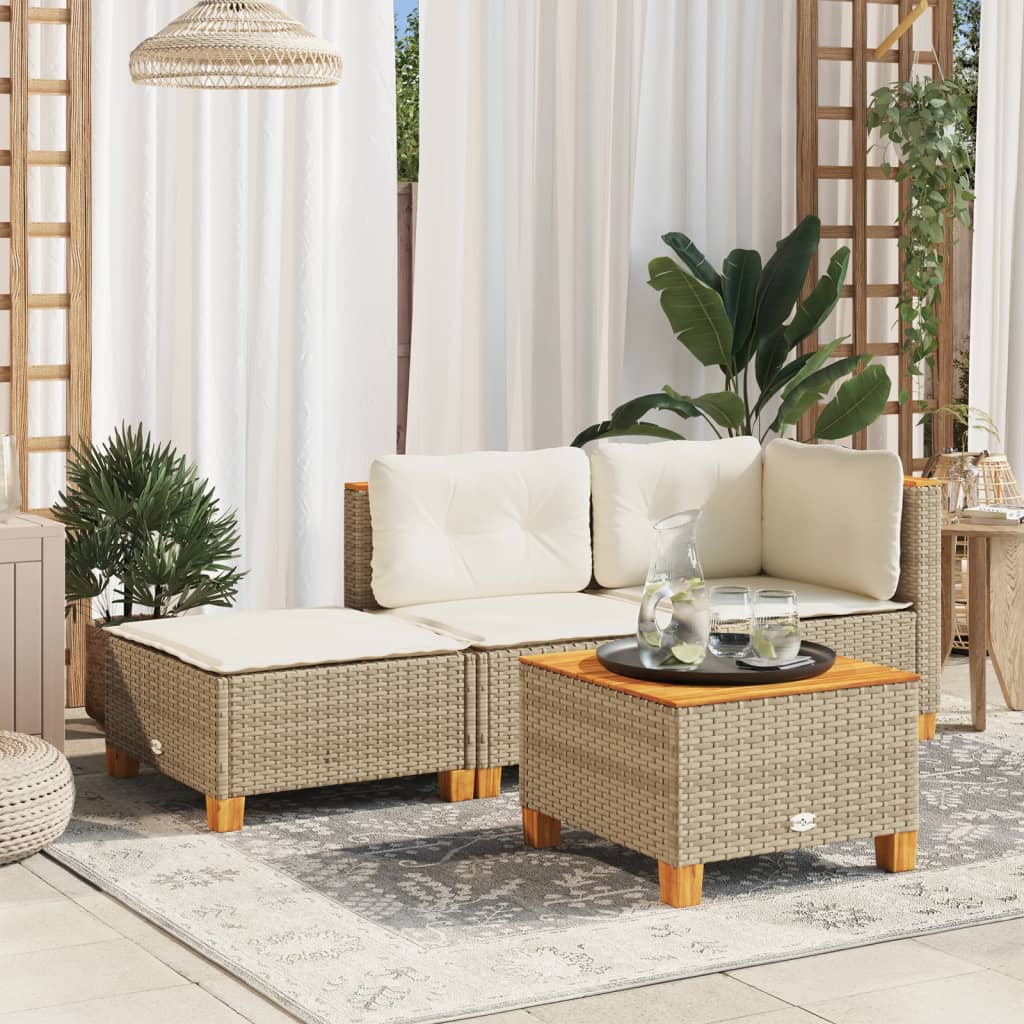 Tabouret De Jardin Et Coussin 63,5X56X32Cm Résine Tressée