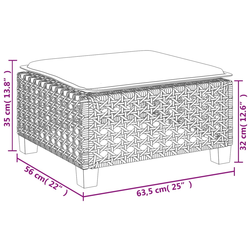 Tabouret De Jardin Et Coussin 63,5X56X32Cm Résine Tressée