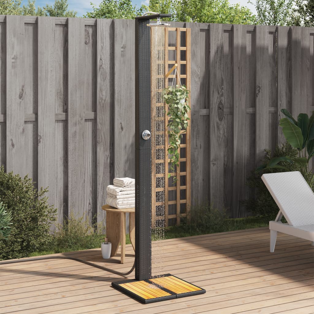 Douche D'extérieur 50X55X224 Cm Résine Tressée Bois Acacia