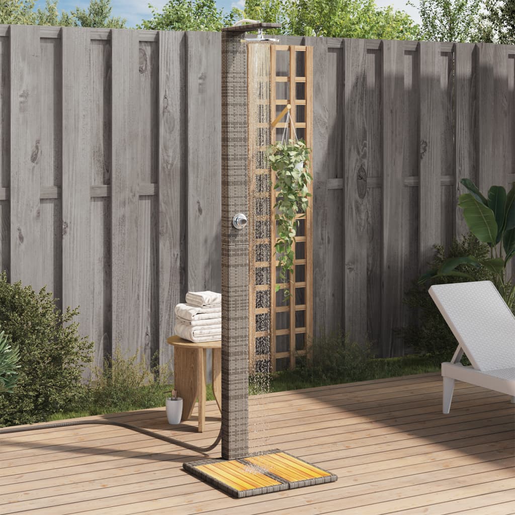 Douche D'extérieur 50X55X224 Cm Résine Tressée Bois Acacia