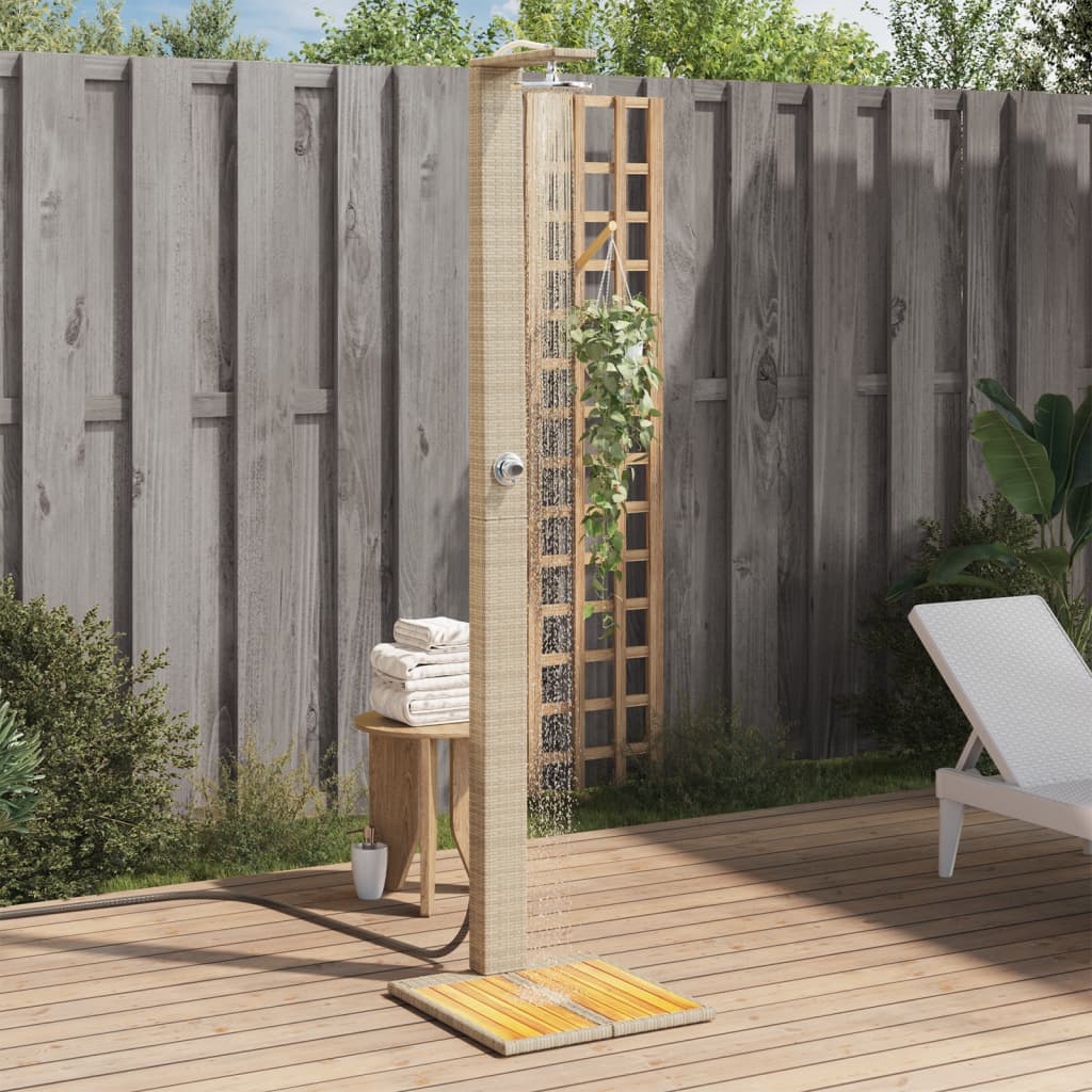 Douche D'extérieur 50X55X224 Cm Résine Tressée Bois Acacia