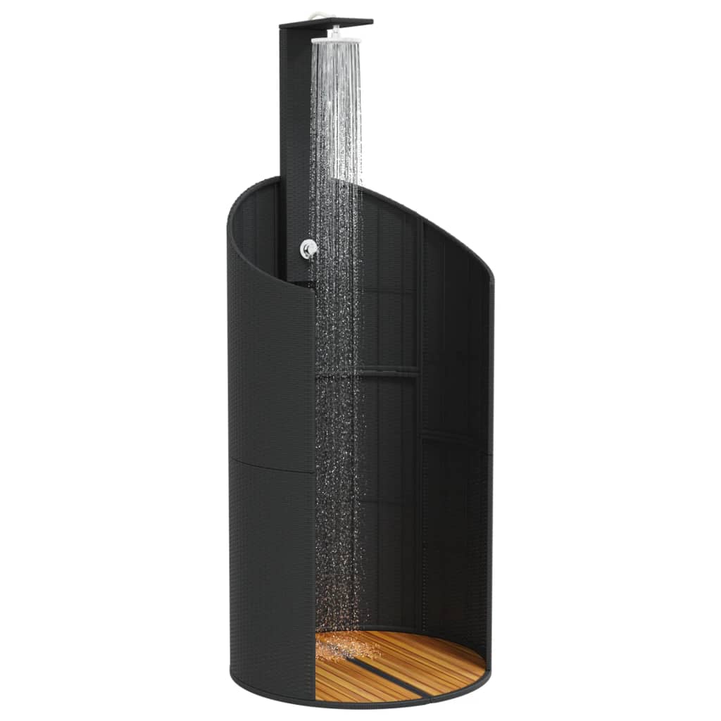 Douche D'extérieur 100X100X241,5 Cm Poly Rotin Bois Acacia