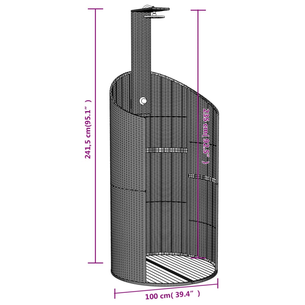 Douche D'extérieur 100X100X241,5 Cm Poly Rotin Bois Acacia