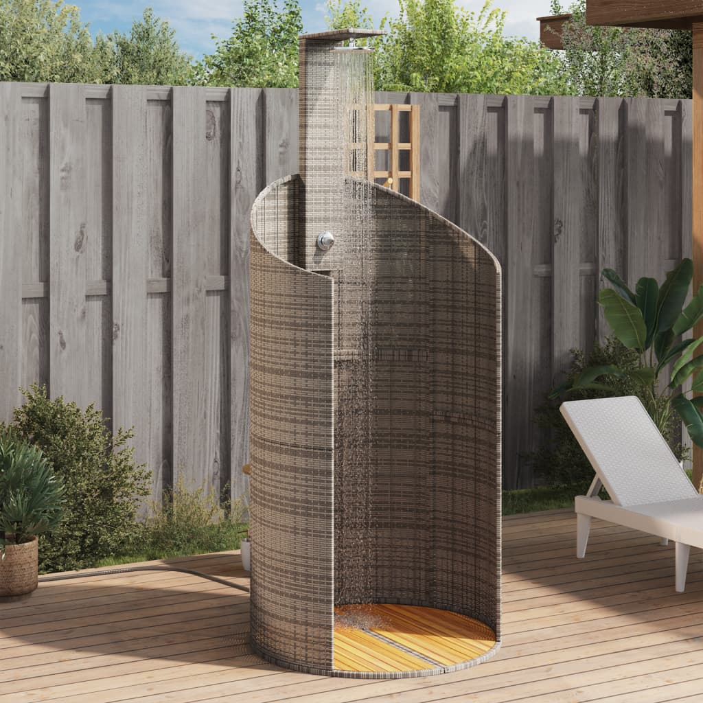 Douche D'extérieur 100X100X241,5 Cm Poly Rotin Bois Acacia
