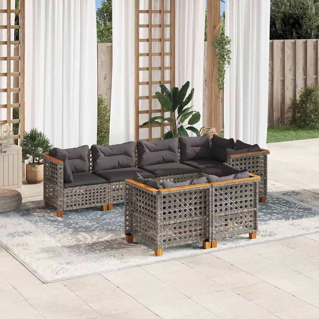 Salon De Jardin Avec Coussins 7 Pcs Résine Tressée
