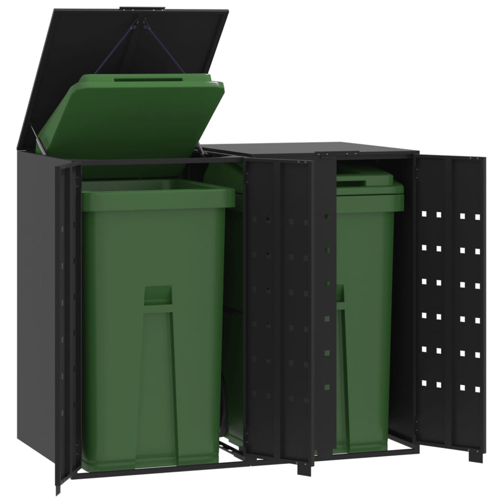 Rangement À Roulettes Pour Poubelles Pour 6 Bacs Acier