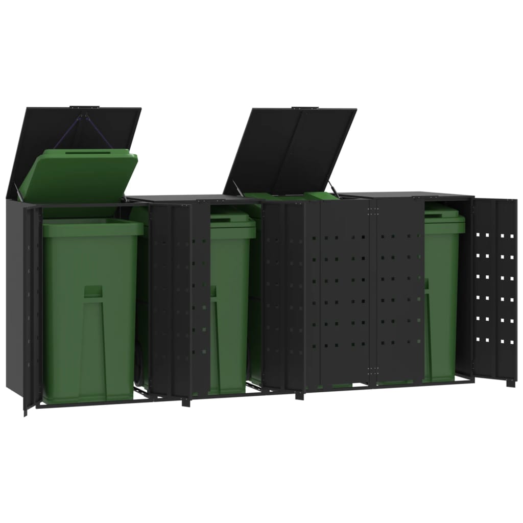 Rangement À Roulettes Pour Poubelles Pour 6 Bacs Acier