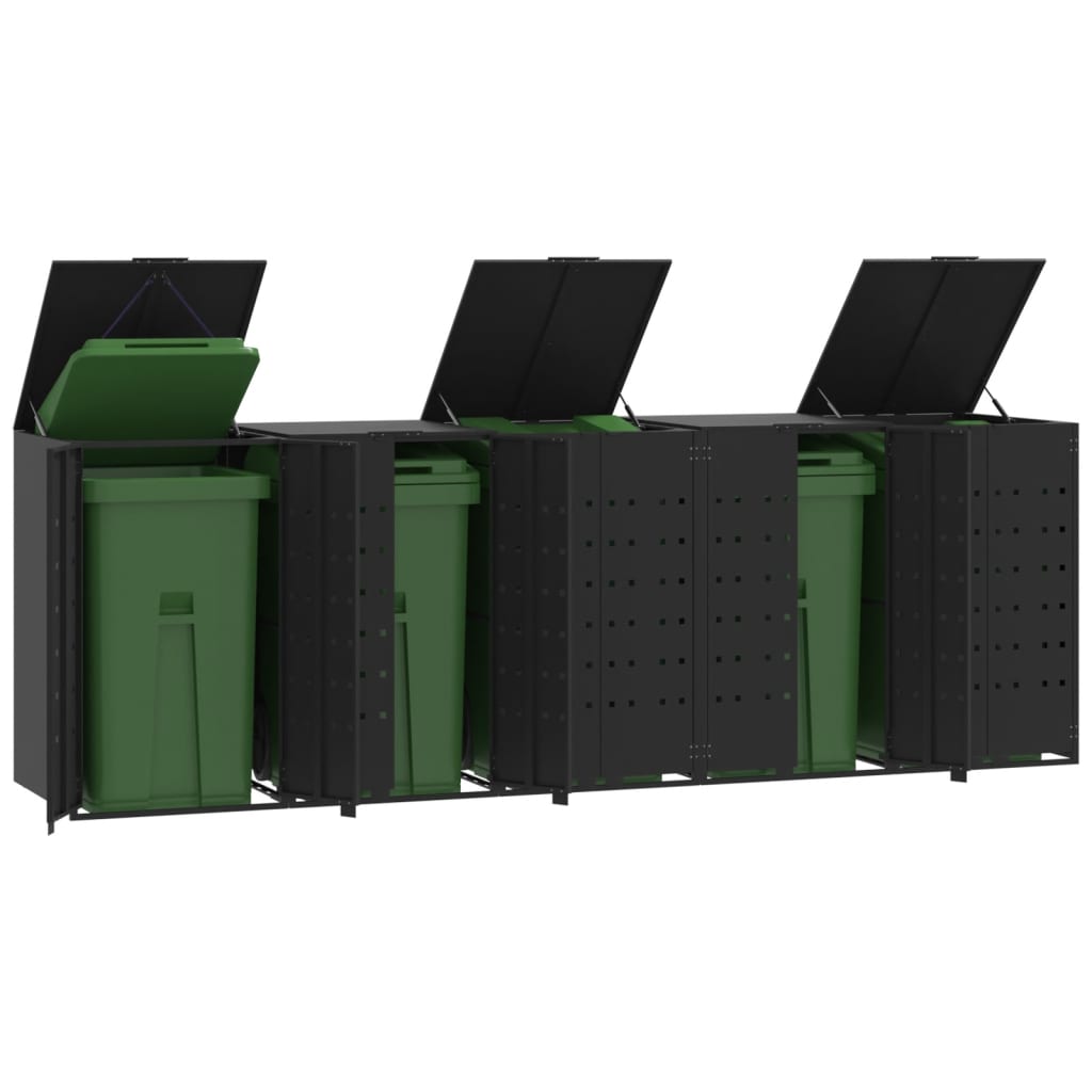 Rangement À Roulettes Pour Poubelles Pour 6 Bacs Acier