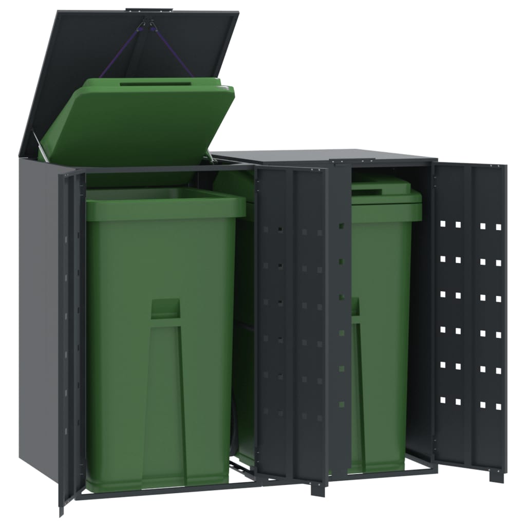 Rangement À Roulettes Pour Poubelles Pour 6 Bacs Acier