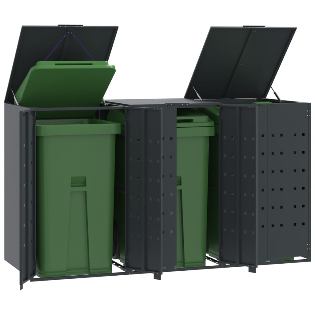 Rangement À Roulettes Pour Poubelles Pour 6 Bacs Acier
