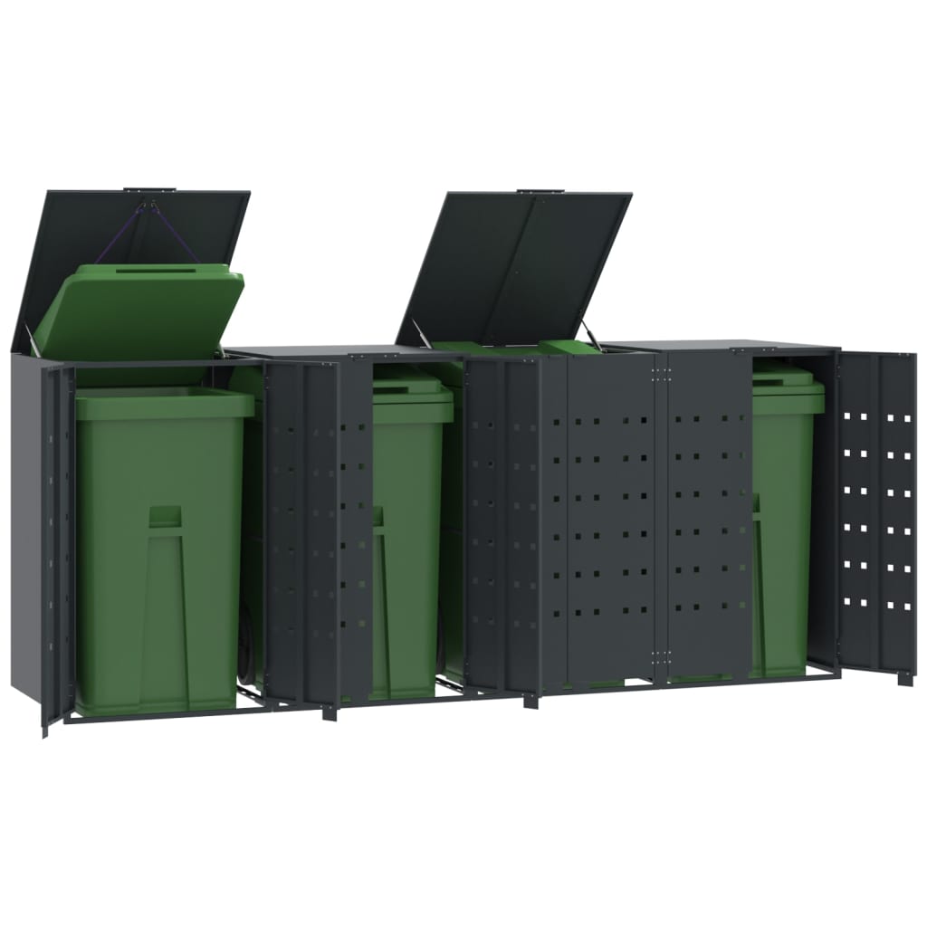 Rangement À Roulettes Pour Poubelles Pour 6 Bacs Acier