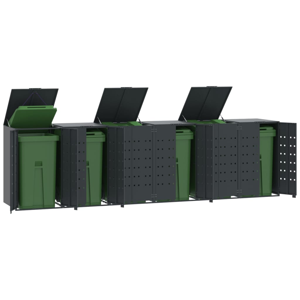 Rangement À Roulettes Pour Poubelles Pour 6 Bacs Acier