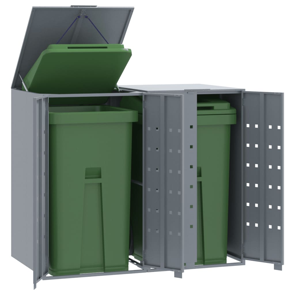 Rangement À Roulettes Pour Poubelles Pour 6 Bacs Acier
