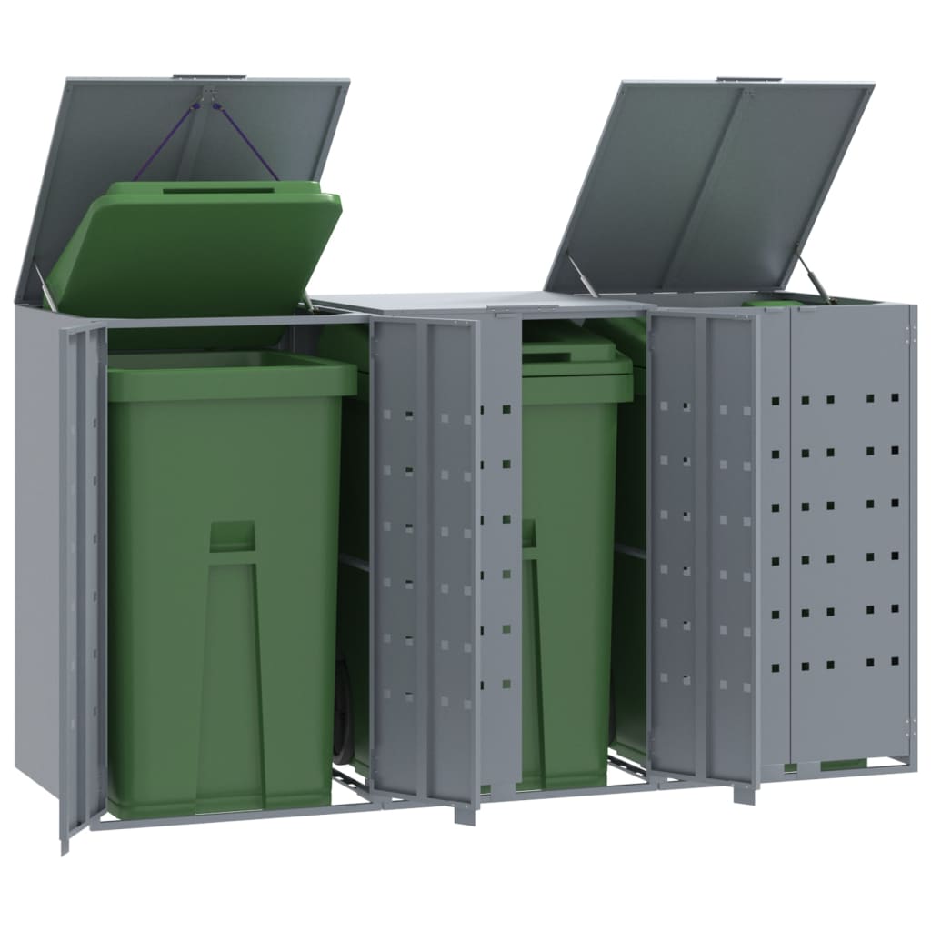 Rangement À Roulettes Pour Poubelles Pour 6 Bacs Acier