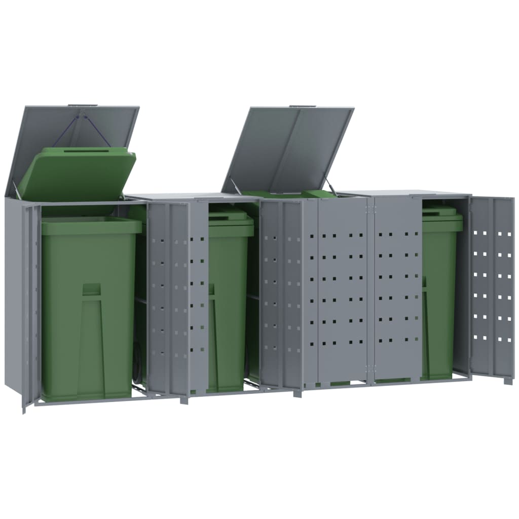 Rangement À Roulettes Pour Poubelles Pour 6 Bacs Acier