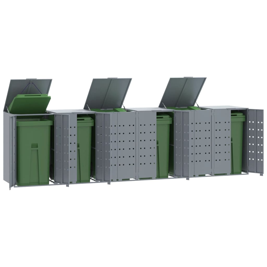 Rangement À Roulettes Pour Poubelles Pour 6 Bacs Acier