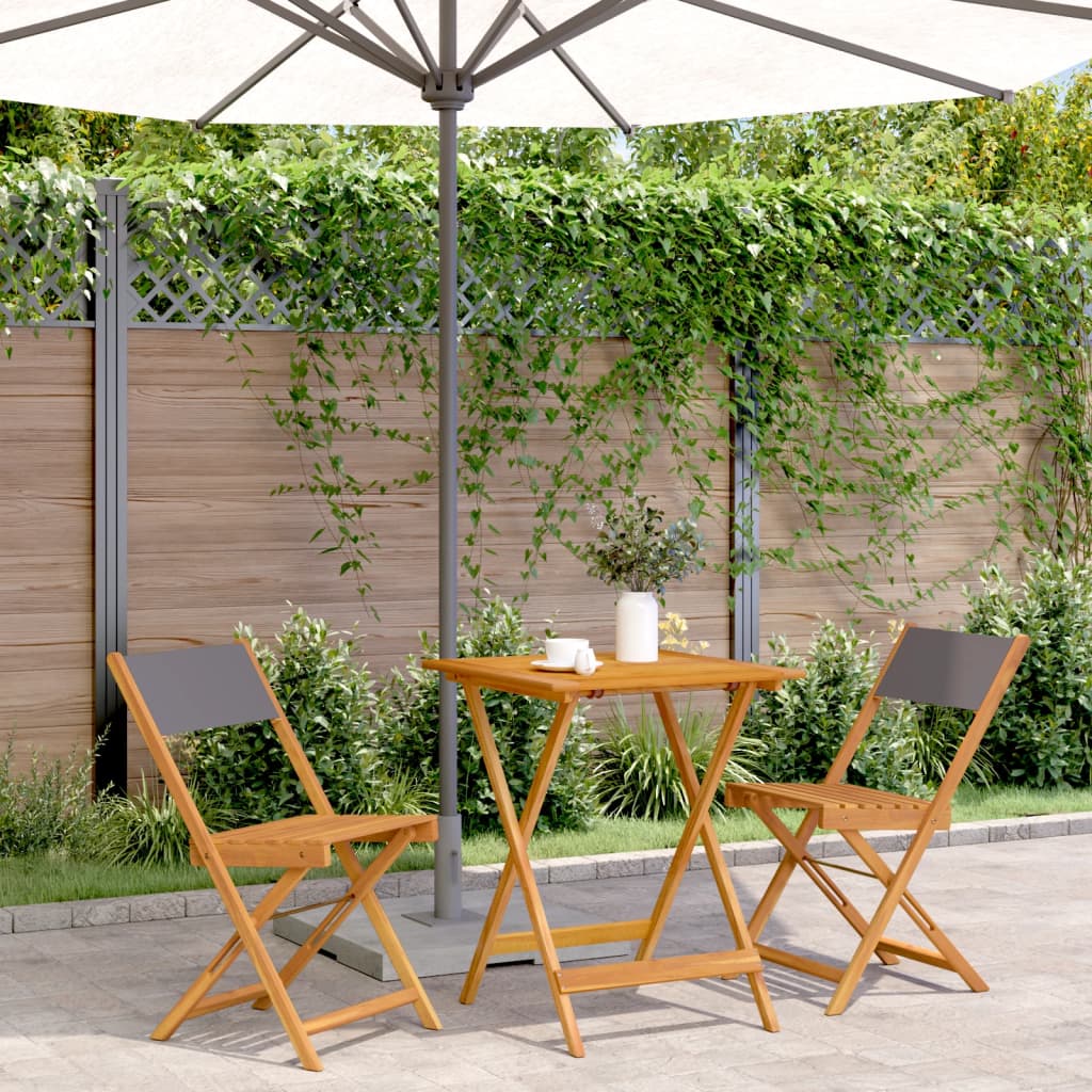 Ensemble À Manger De Jardin 5 Pcs Tissu Et Bois Massif