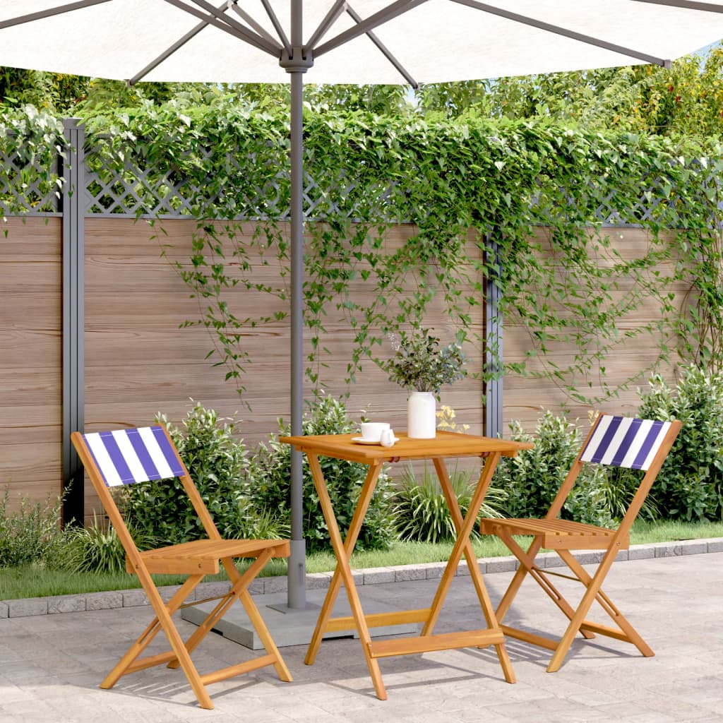 Ensemble À Manger De Jardin 5 Pcs Tissu Et Bois Massif