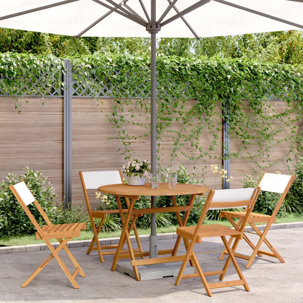 Ensemble À Manger De Jardin 5 Pcs Tissu Et Bois Massif
