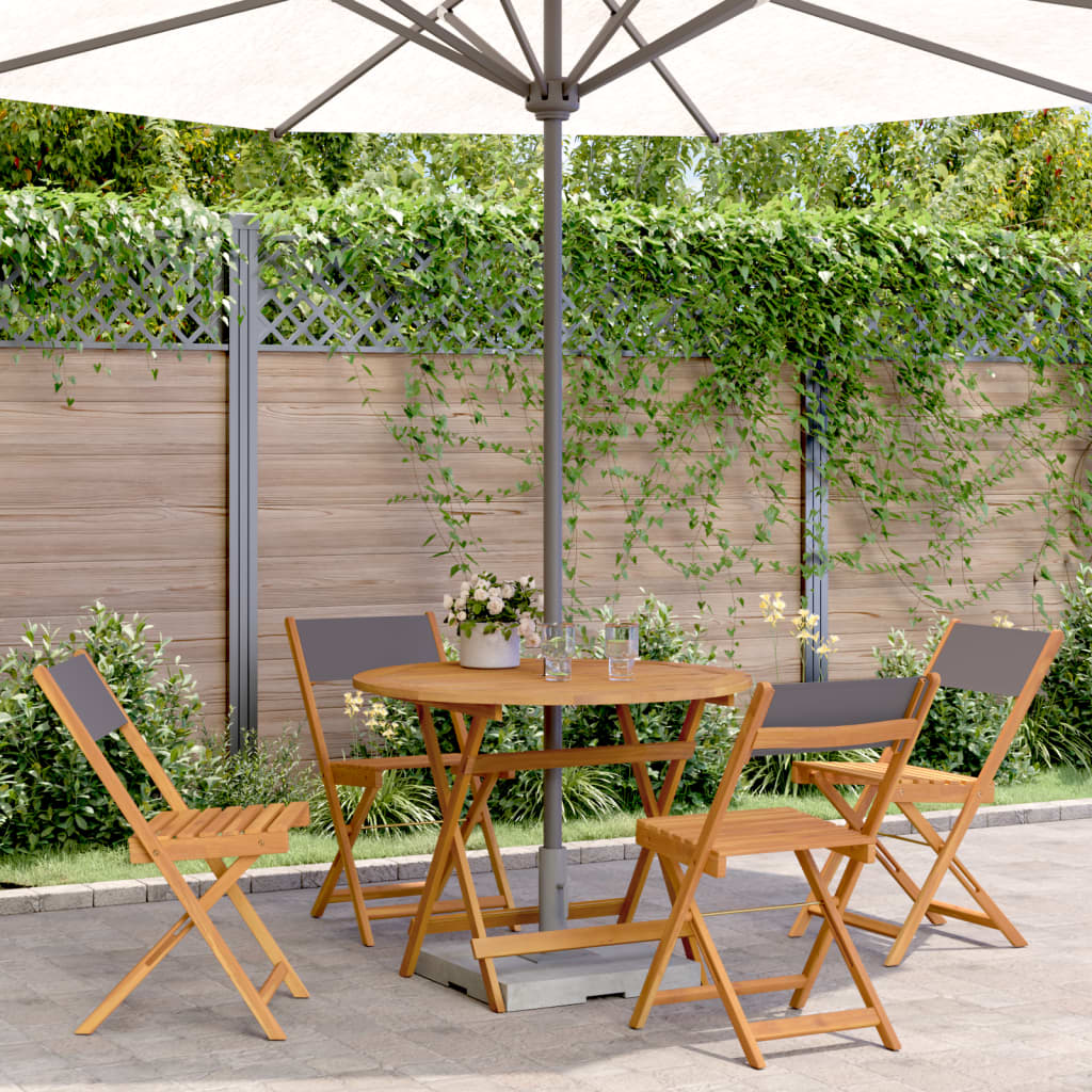 Ensemble À Manger De Jardin 5 Pcs Tissu Et Bois Massif