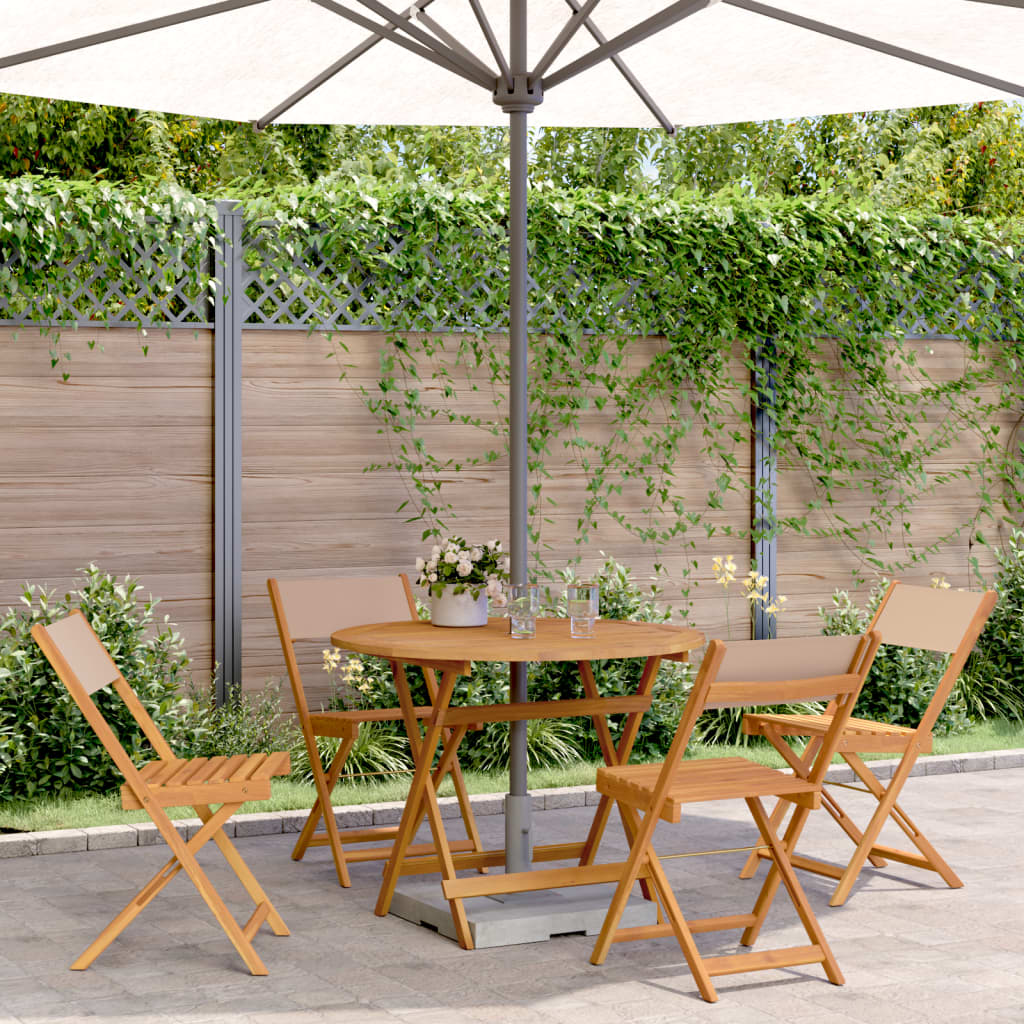 Ensemble À Manger De Jardin 5 Pcs Tissu Et Bois Massif