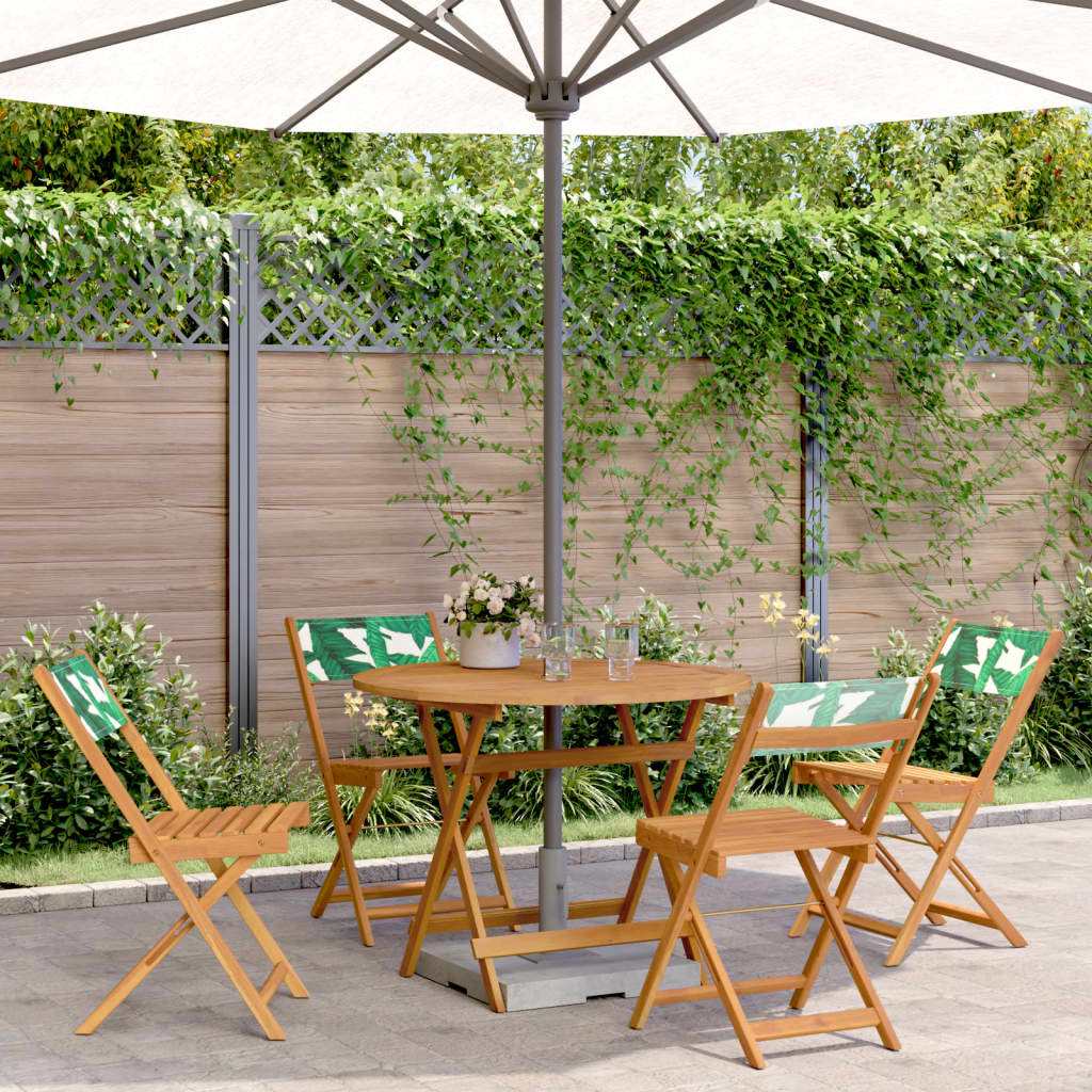 Ensemble À Manger De Jardin 5 Pcs Tissu Et Bois Massif