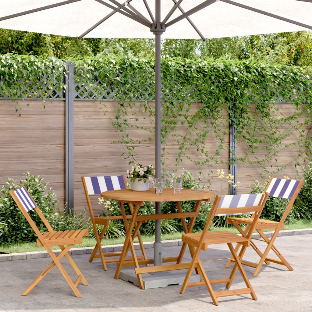 Ensemble À Manger De Jardin 5 Pcs Tissu Et Bois Massif