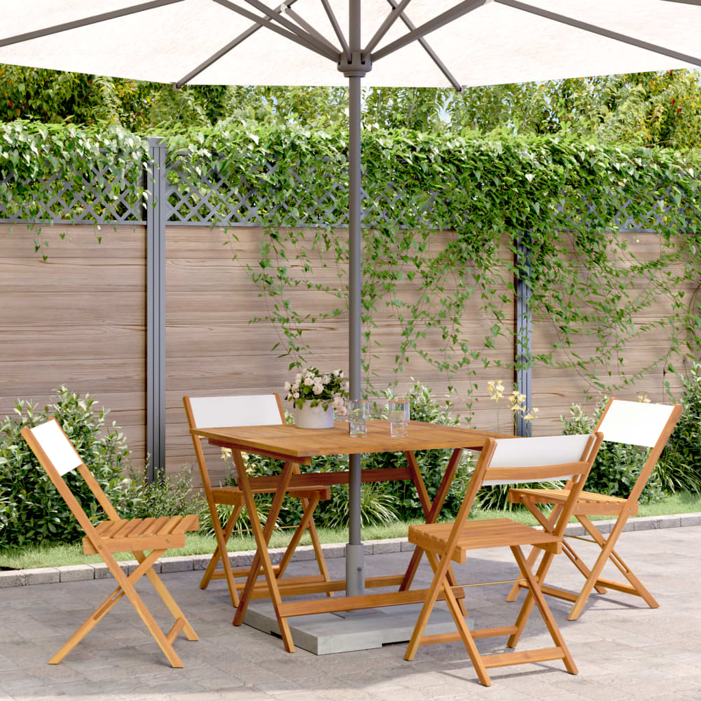 Ensemble À Manger De Jardin 5 Pcs Tissu Et Bois Massif