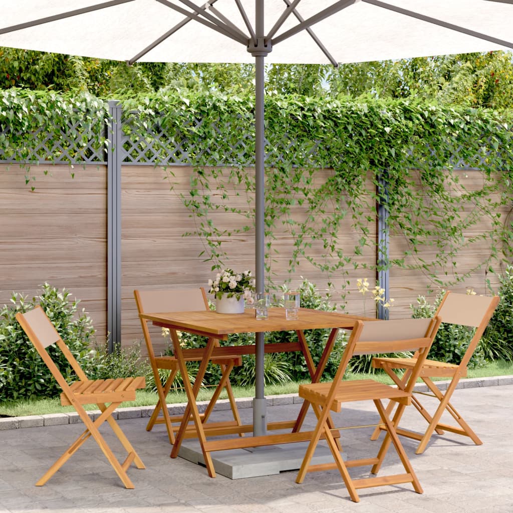 Ensemble À Manger De Jardin 5 Pcs Tissu Et Bois Massif