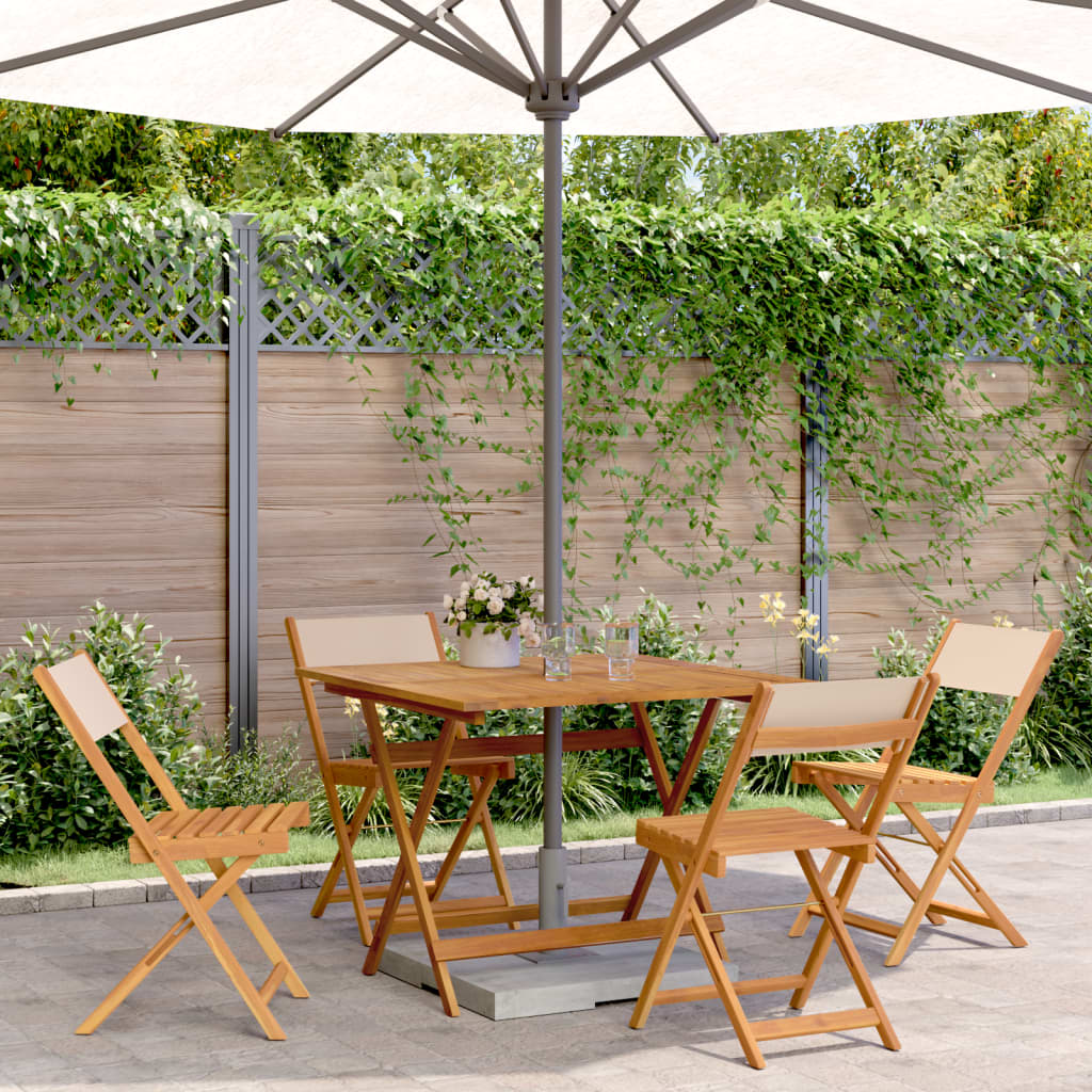 Ensemble À Manger De Jardin 5 Pcs Tissu Et Bois Massif