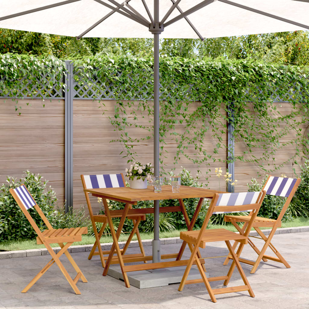 Ensemble À Manger De Jardin 5 Pcs Tissu Et Bois Massif