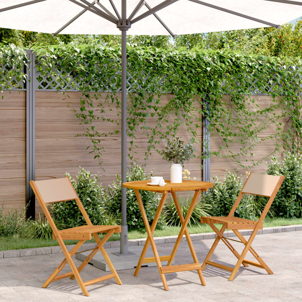 Ensemble À Manger De Jardin 5 Pcs Tissu Et Bois Massif