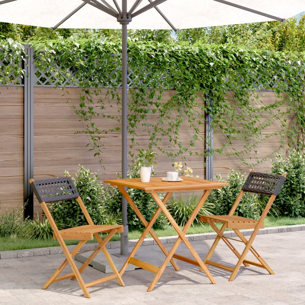 Ensemble À Manger De Jardin 5 Pcs Résine Tressée Et Bois Massif