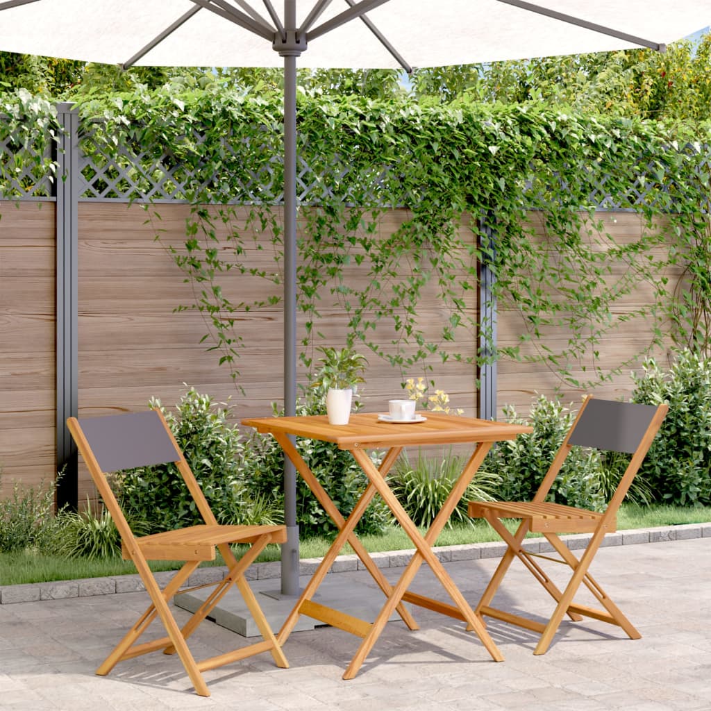 Ensemble À Manger De Jardin 5 Pcs Tissu Et Bois Massif