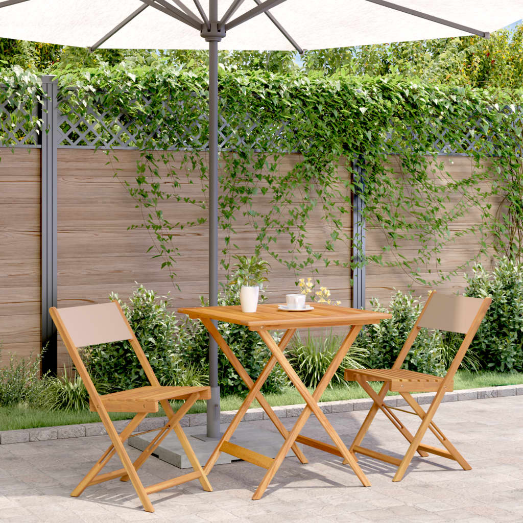 Ensemble À Manger De Jardin 5 Pcs Tissu Et Bois Massif