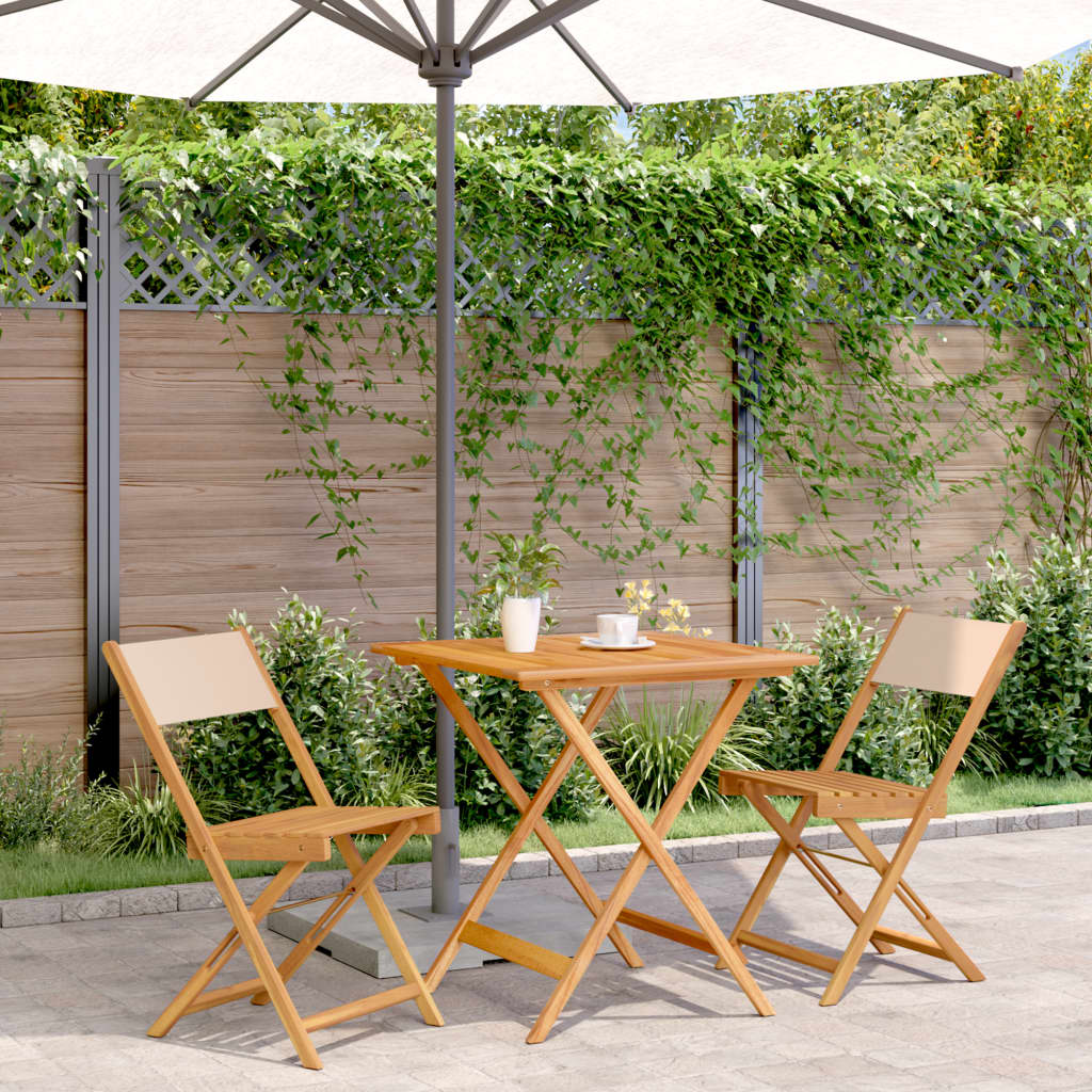 Ensemble À Manger De Jardin 5 Pcs Tissu Et Bois Massif