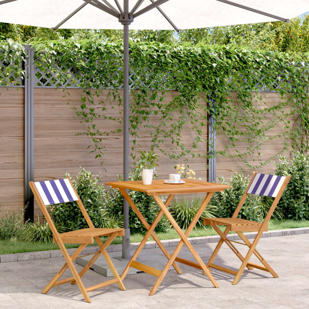 Ensemble À Manger De Jardin 5 Pcs Tissu Et Bois Massif