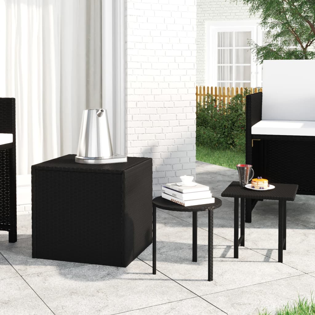 Tables D'appoint De Jardin 3 Pcs Résine Tressée